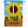 America Forever Sunflower Welcome Monogram House Flag