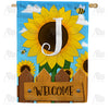 America Forever Sunflower Welcome Monogram House Flag