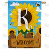 America Forever Sunflower Welcome Monogram House Flag