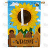 America Forever Sunflower Welcome Monogram House Flag