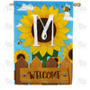 America Forever Sunflower Welcome Monogram House Flag