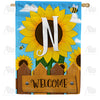 America Forever Sunflower Welcome Monogram House Flag