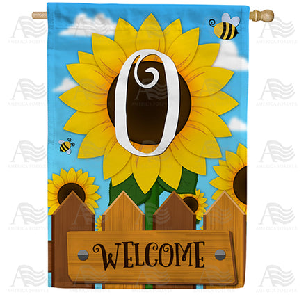 America Forever Sunflower Welcome Monogram House Flag