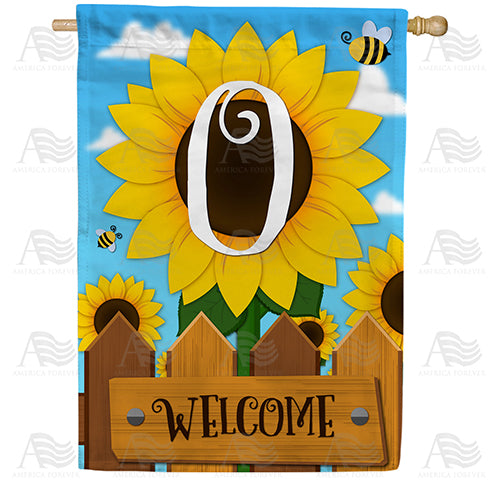 America Forever Sunflower Welcome Monogram House Flag