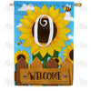 America Forever Sunflower Welcome Monogram House Flag