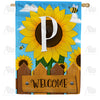 America Forever Sunflower Welcome Monogram House Flag