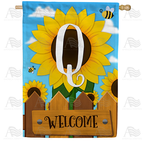 America Forever Sunflower Welcome Monogram House Flag