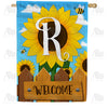 America Forever Sunflower Welcome Monogram House Flag