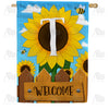 America Forever Sunflower Welcome Monogram House Flag