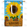 America Forever Sunflower Welcome Monogram House Flag