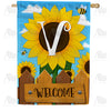 America Forever Sunflower Welcome Monogram House Flag