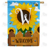 America Forever Sunflower Welcome Monogram House Flag