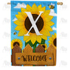 America Forever Sunflower Welcome Monogram House Flag