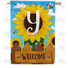 America Forever Sunflower Welcome Monogram House Flag