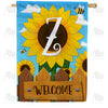 America Forever Sunflower Welcome Monogram House Flag