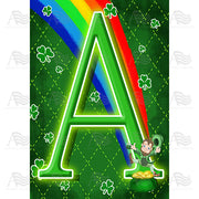 America Forever Leprechaun Rainbow Monogram House Flag