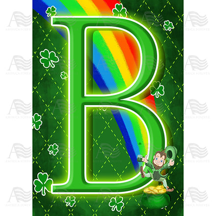 America Forever Leprechaun Rainbow Monogram House Flag