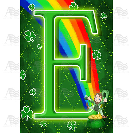 America Forever Leprechaun Rainbow Monogram House Flag