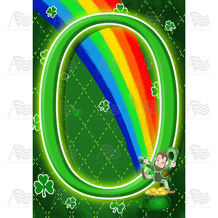 America Forever Leprechaun Rainbow Monogram House Flag