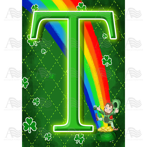 America Forever Leprechaun Rainbow Monogram House Flag