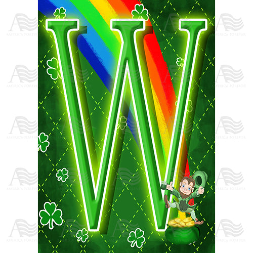 America Forever Leprechaun Rainbow Monogram House Flag