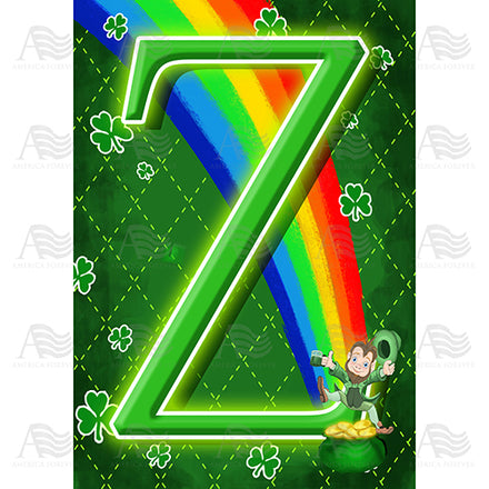 America Forever Leprechaun Rainbow Monogram House Flag
