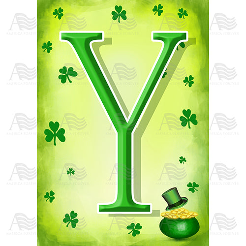 America Forever St. Patty's Pot O' Gold Monogram House Flag