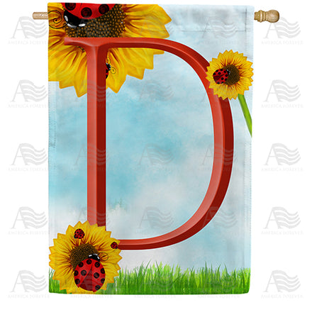 America Forever Ladybugs and Sunflowers Monogram House Flag