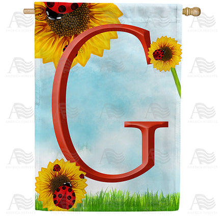 America Forever Ladybugs and Sunflowers Monogram House Flag