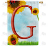 America Forever Ladybugs and Sunflowers Monogram House Flag