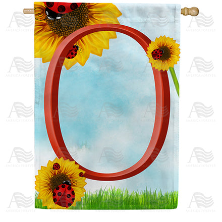 America Forever Ladybugs and Sunflowers Monogram House Flag