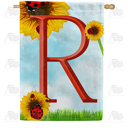 America Forever Ladybugs and Sunflowers Monogram House Flag
