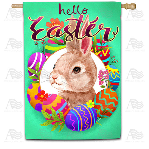 America Forever Watercolor Hello Easter Bunny House Flag