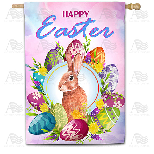 America Forever Egg-cellent Easter Wreath Bunny House Flag
