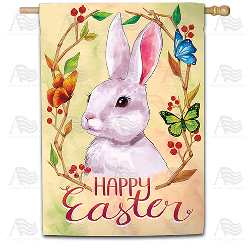 America Forever Watercolor Easter Bunny House Flag