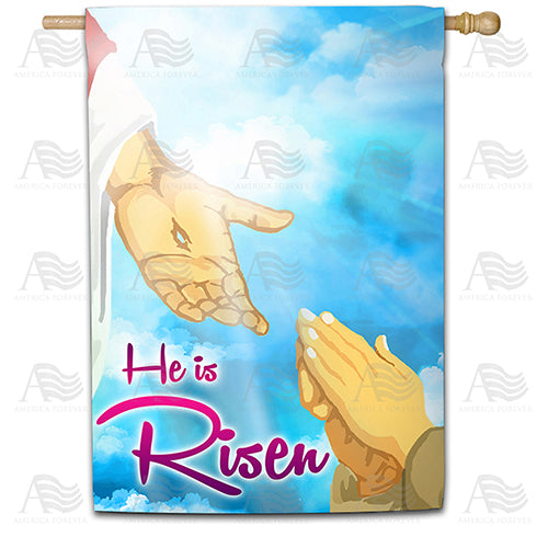 America Forever He Will Raise You Up House Flag