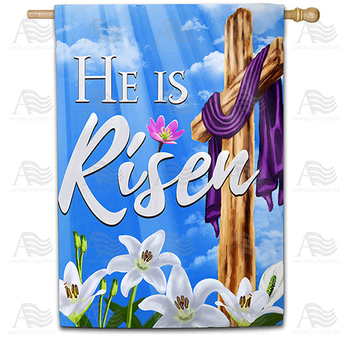 America Forever He is Risen Sky and Lilies House Flag