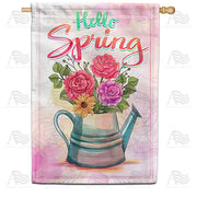 America Forever Watercolor Spring Flowers House Flag