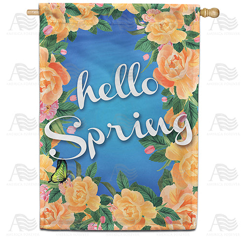 America Forever Orange Spring Flowers House Flag