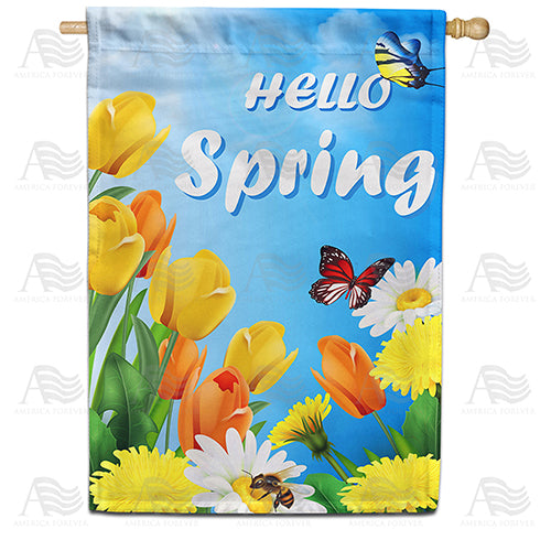 America Forever Hello Spring Sunshine House Flag