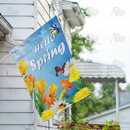America Forever Hello Spring Sunshine House Flag