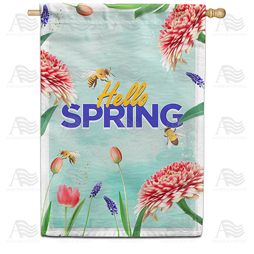 America Forever Spring Flowers at the Lake House Flag