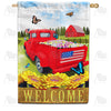 America Forever Red Truck Welcome Patriotic House Flag