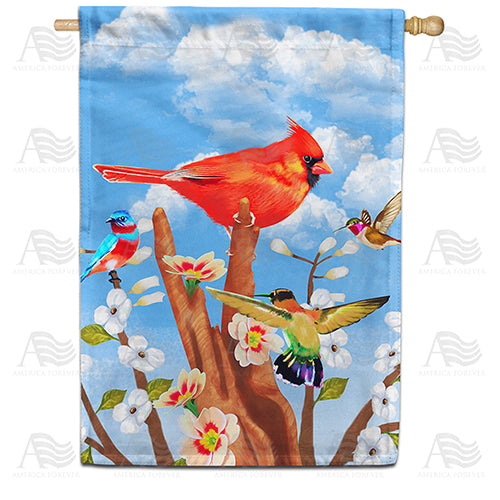 America Forever Red Spring Cardinal House Flag
