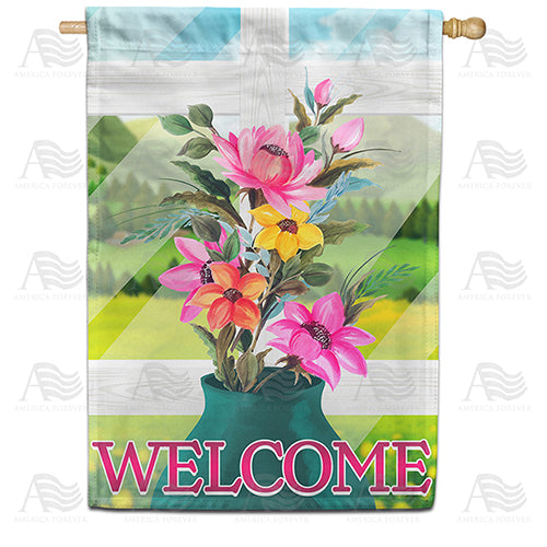 America Forever Window Spring Flowers House Flag