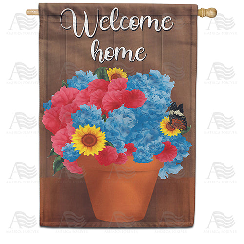America Forever Welcome Spring Flower Pot House Flag