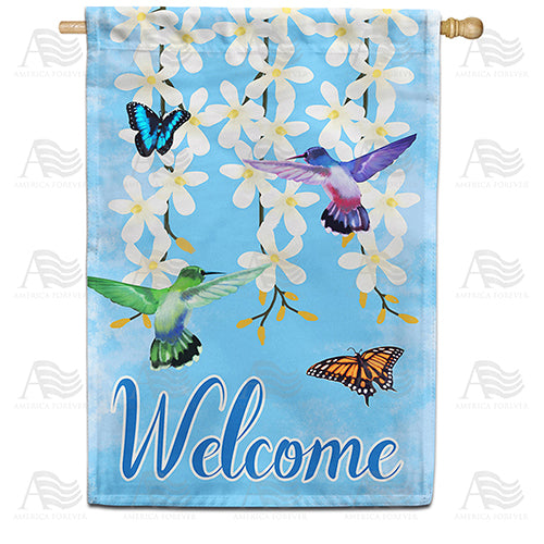 America Forever Hummingbirds and Flowers House Flag
