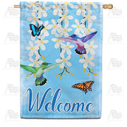 America Forever Hummingbirds and Flowers House Flag