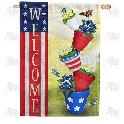 America Forever Patriotic Spring Welcome House Flag