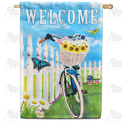 America Forever Basket Full of Flowers House Flag